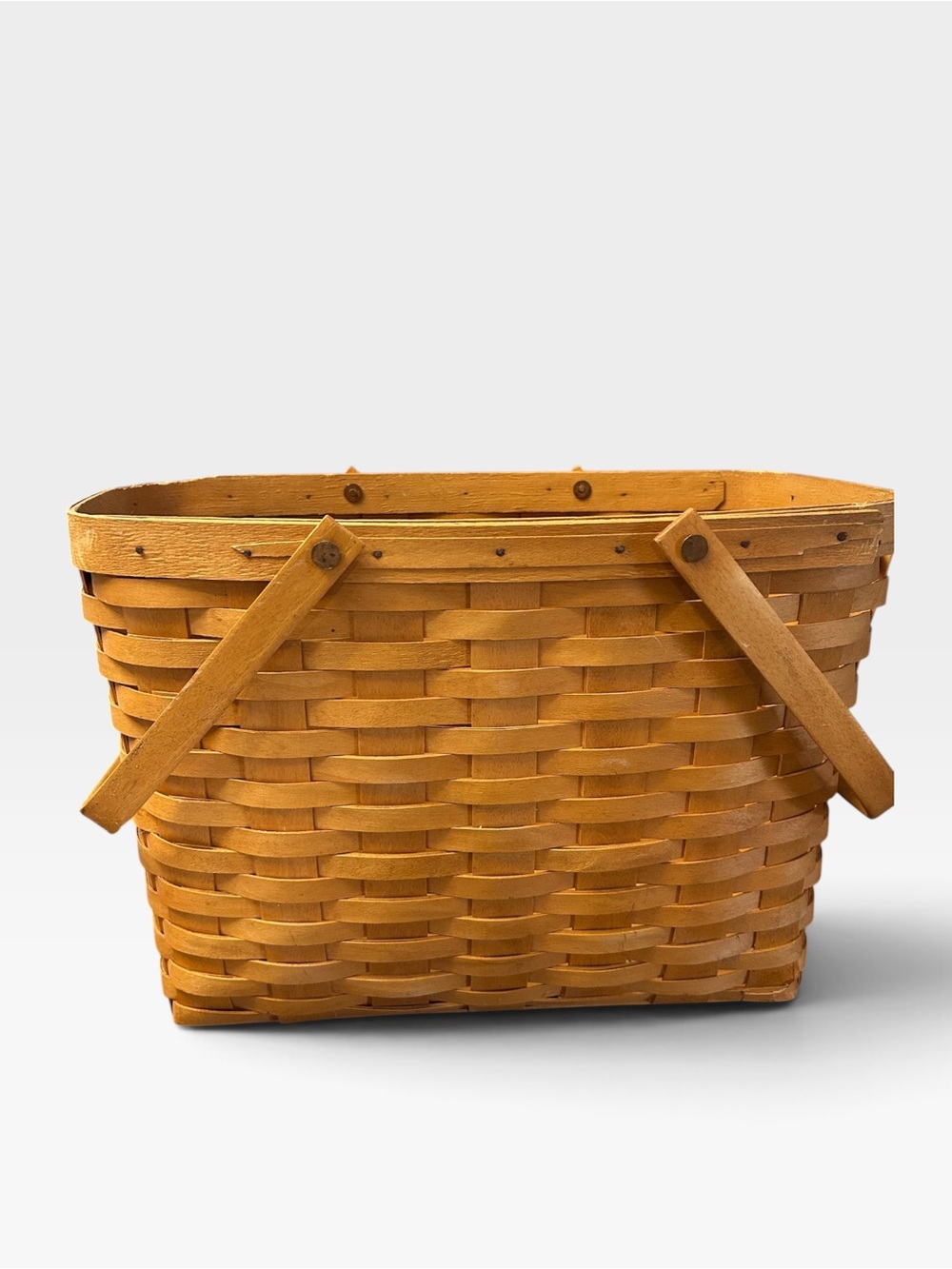 Longaberger Brown Hand Woven Vintage 1998 Medium Basket Cottagecore Americana